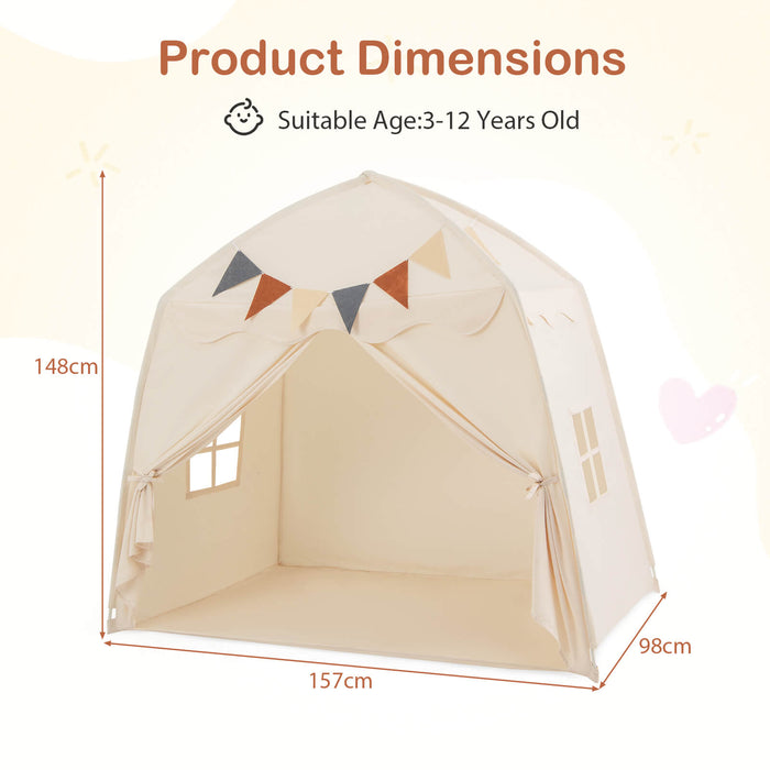 Kids Play Tent Bed Tent Extra Large with Lights for 3-12 Years Old-Pink