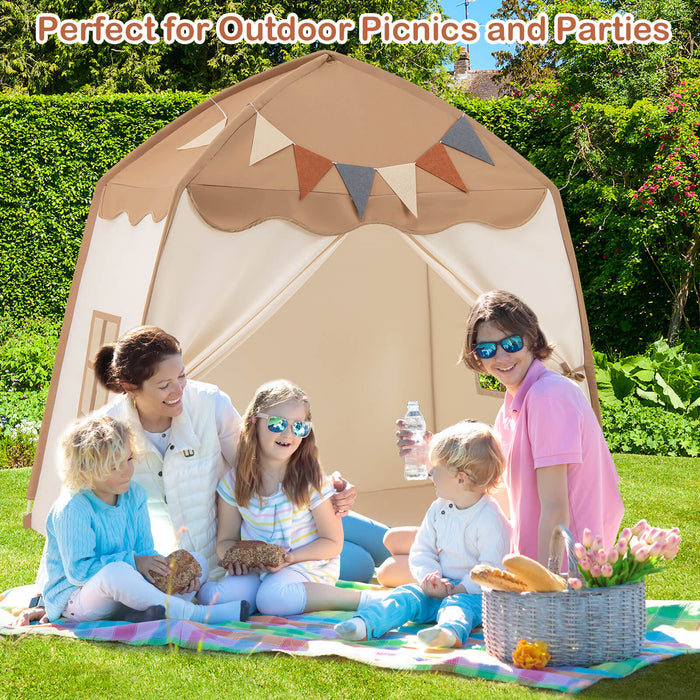 Kids Play Tent Bed Tent Extra Large with Lights for 3-12 Years Old-Pink