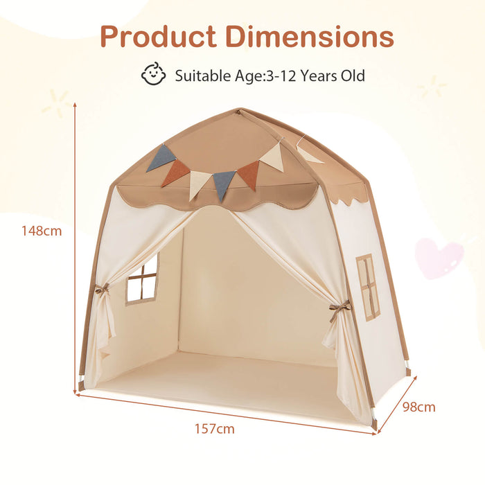 Kids Play Tent Bed Tent Extra Large with Lights for 3-12 Years Old-Pink