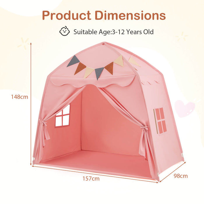 Kids Play Tent Bed Tent Extra Large with Lights for 3-12 Years Old-Pink