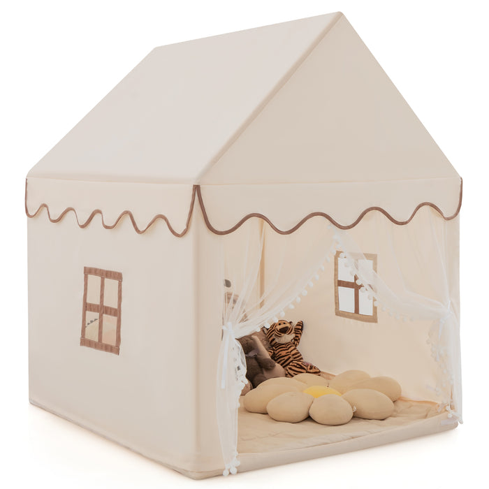 Kids Play Tent with Padded Mat Indoor Playhouse-Grey