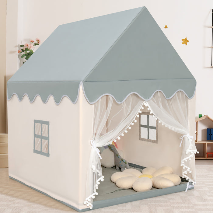 Kids Play Tent with Padded Mat Indoor Playhouse-Grey