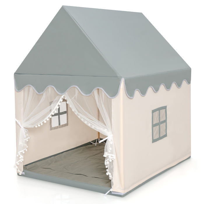 Kids Play Tent with Padded Mat Indoor Playhouse-Grey
