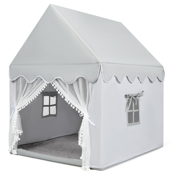 Kids Play Tent with Padded Mat Indoor Playhouse-Grey