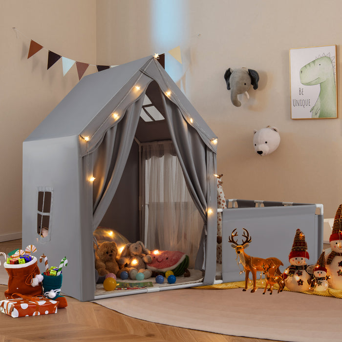 2-in-1 Kids Play Tent with Playpen and Washable Cotton Mat-