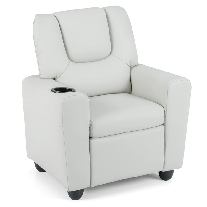 Kids Recliner with Cup Holder PU Leather Kids Reclining Chair-