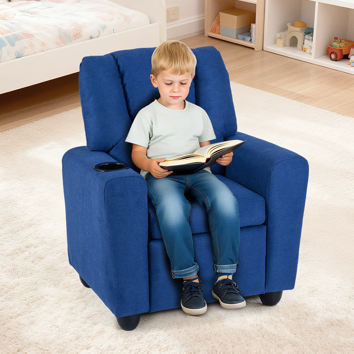 Kids Recliner with Cup Holder PU Leather Kids Reclining Chair-
