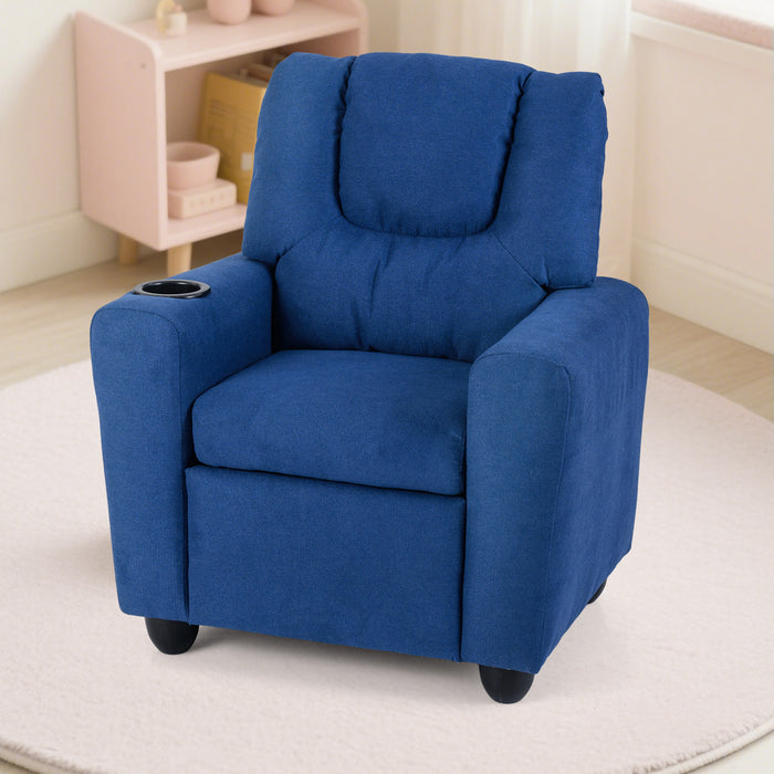 Kids Recliner with Cup Holder PU Leather Kids Reclining Chair-