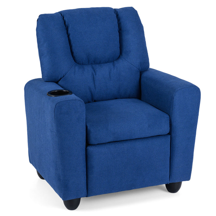 Kids Recliner with Cup Holder PU Leather Kids Reclining Chair-