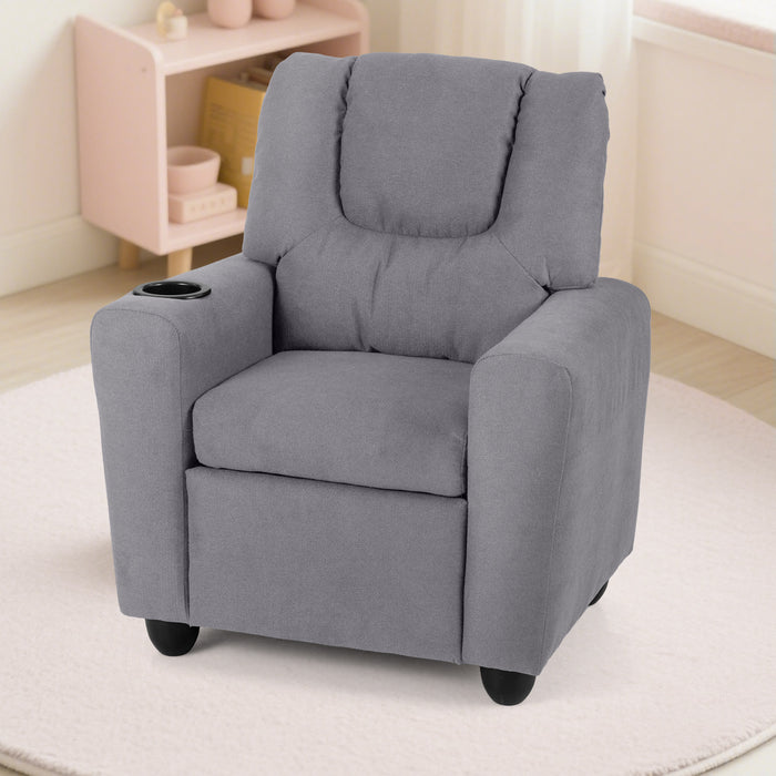 Kids Recliner with Cup Holder PU Leather Kids Reclining Chair-