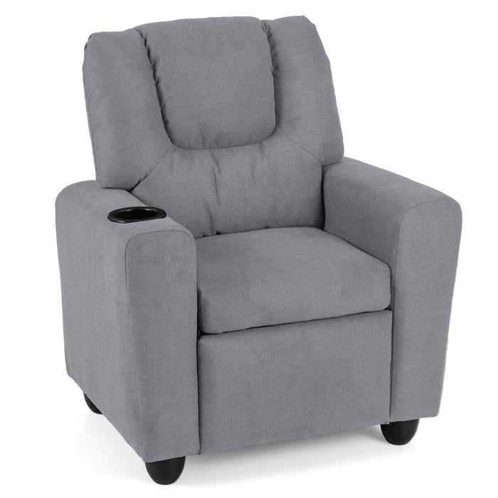 Kids Recliner with Cup Holder PU Leather Kids Reclining Chair-