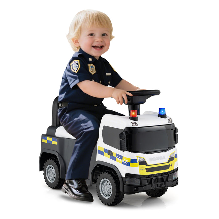 Kids Ride On Push Car with Lights and Under-seat Storage-Yellow