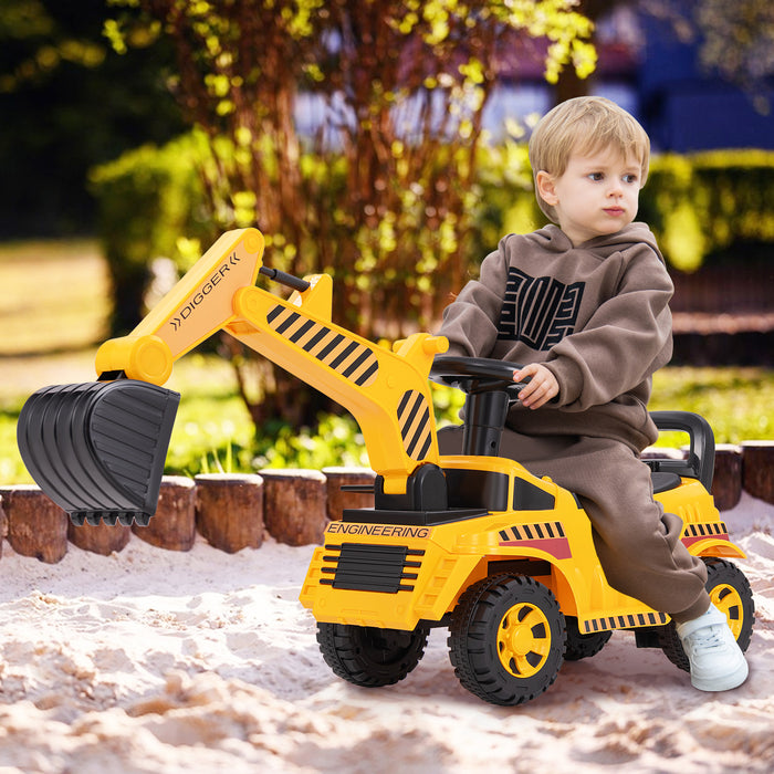 Kids Ride on Excavator Digger Toy with Adjustable Shovel-