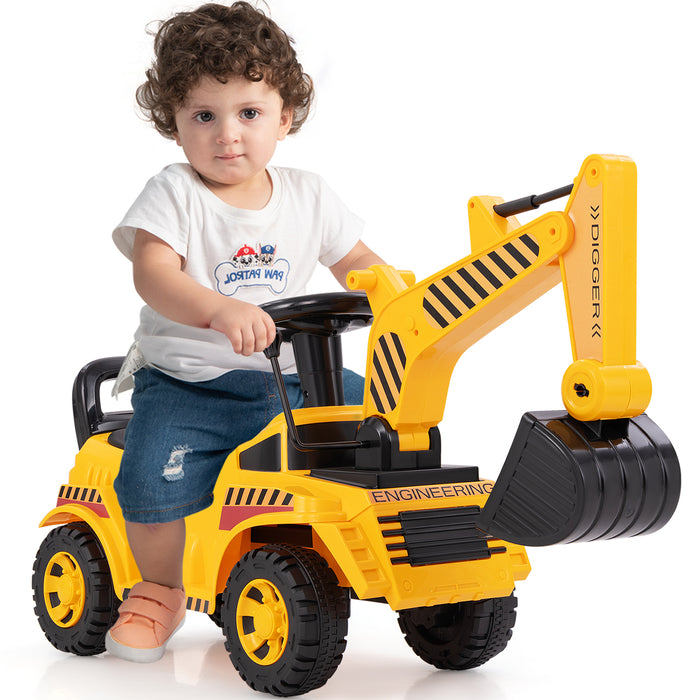 Kids Ride on Excavator Digger Toy with Adjustable Shovel-
