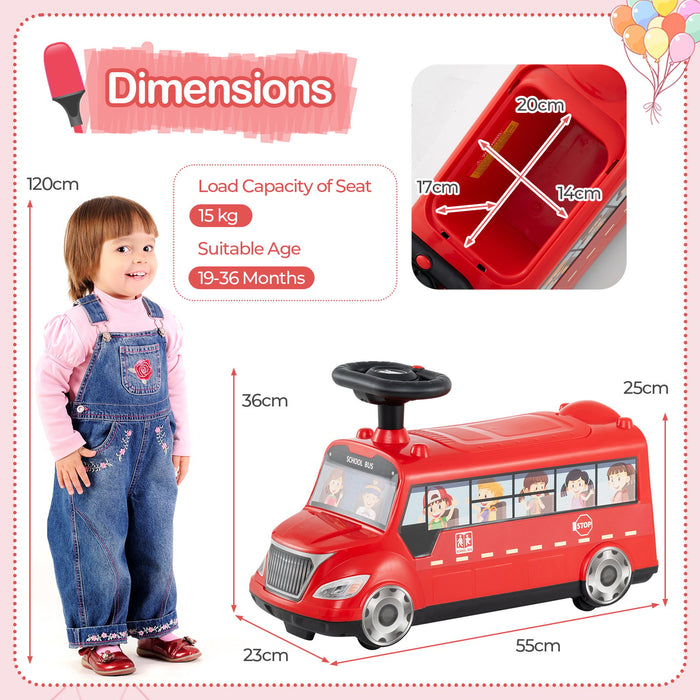 Kids Ride on Push Car with Music Button and Storage Compartment-