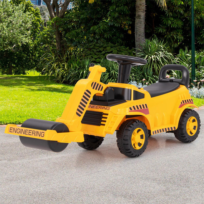 Kids Ride on Road Roller with Adjustable Roller and Anti-Tipping Block-