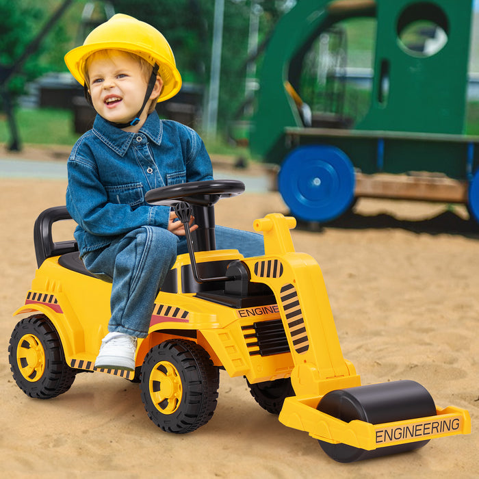 Kids Ride on Road Roller with Adjustable Roller and Anti-Tipping Block-