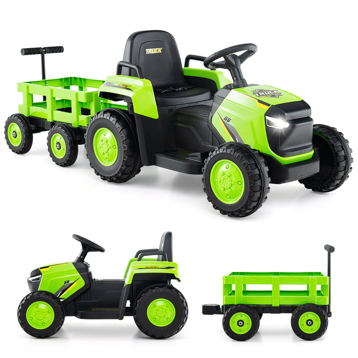 Kids Ride on Tractor 12V Electric Vehicle with Detachable Trailer and Remote Control-
