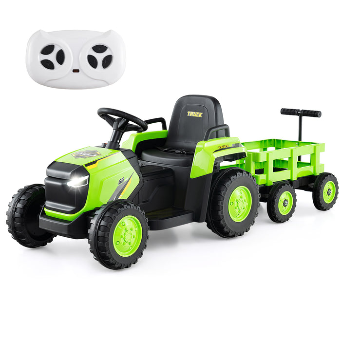 Kids Ride on Tractor 12V Electric Vehicle with Detachable Trailer and Remote Control-