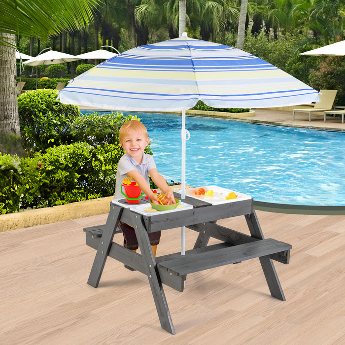 4-in-1 Kids Sand and Water Table - Removable Boxes and Umbrella Feature - Ideal Outdoor Fun for Children