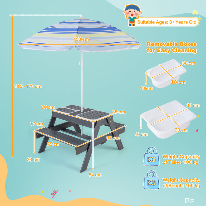 4-in-1 Kids Sand and Water Table - Removable Boxes and Umbrella Feature - Ideal Outdoor Fun for Children