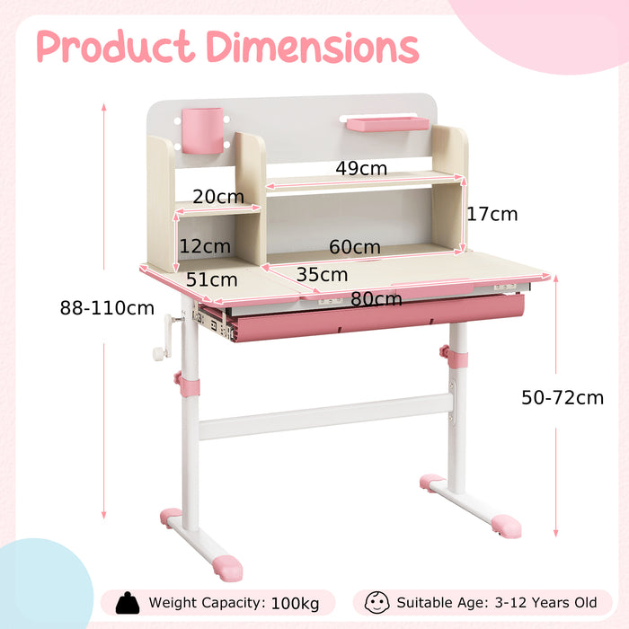Adjustable Kids Study Desk - Height Adjustable Children's Writing Table with Tilt Desktop - Perfect for Studying and Writing Activities