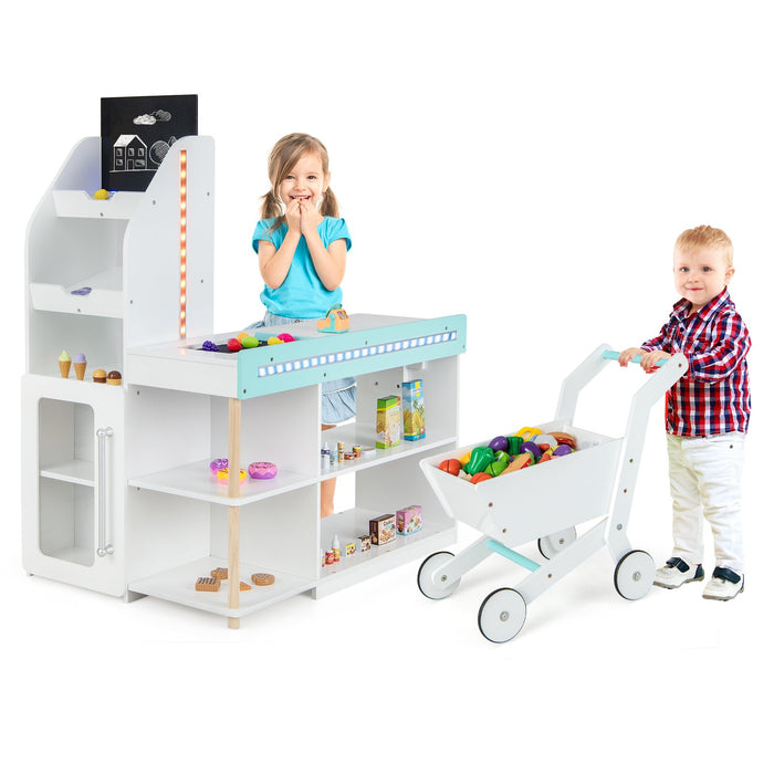 Kids Supermarket Shopping Set with Shopping Cart and Cash Register-