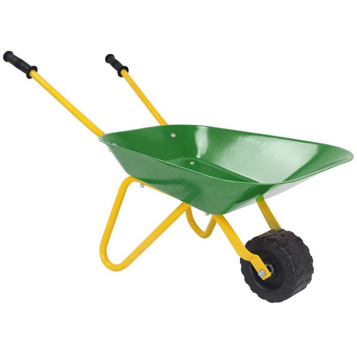 Kids Wheelbarrow with Steel Tray and Rubber Hand Grips-