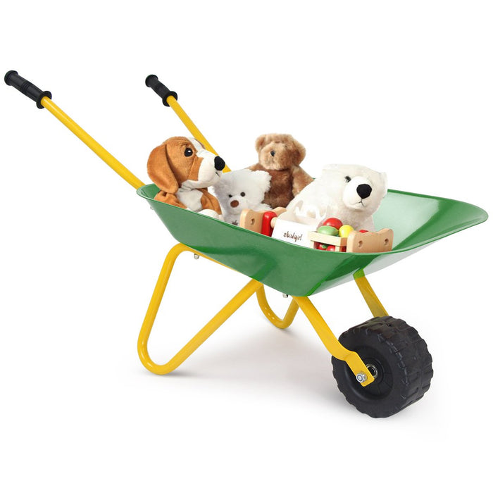 Kids Wheelbarrow with Steel Tray and Rubber Hand Grips-