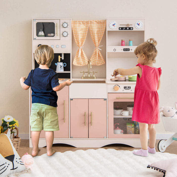 Child's Imaginative Kitchen - Wooden Toy Set Featuring Microwave, Ice Maker and Sound Effects - Perfect Interactive Play for Junior Chefs and Pretend play Enthusiasts
