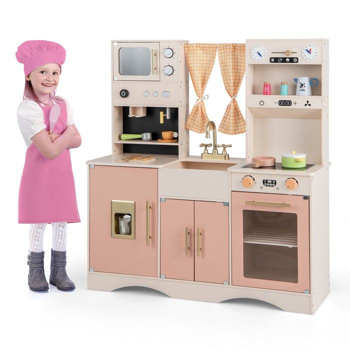 Child's Imaginative Kitchen - Wooden Toy Set Featuring Microwave, Ice Maker and Sound Effects - Perfect Interactive Play for Junior Chefs and Pretend play Enthusiasts