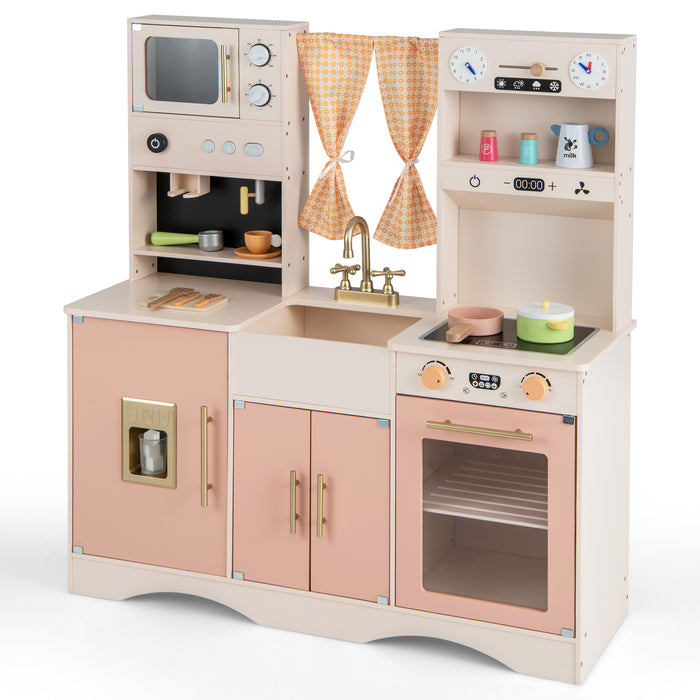 Child's Imaginative Kitchen - Wooden Toy Set Featuring Microwave, Ice Maker and Sound Effects - Perfect Interactive Play for Junior Chefs and Pretend play Enthusiasts
