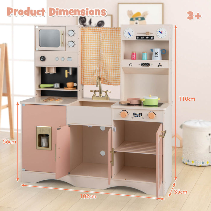 Child's Imaginative Kitchen - Wooden Toy Set Featuring Microwave, Ice Maker and Sound Effects - Perfect Interactive Play for Junior Chefs and Pretend play Enthusiasts
