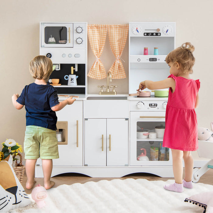 Child's Imaginative Kitchen - Wooden Toy Set Featuring Microwave, Ice Maker and Sound Effects - Perfect Interactive Play for Junior Chefs and Pretend play Enthusiasts