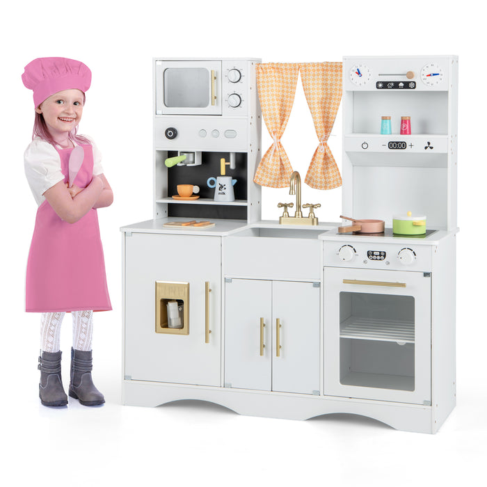 Child's Imaginative Kitchen - Wooden Toy Set Featuring Microwave, Ice Maker and Sound Effects - Perfect Interactive Play for Junior Chefs and Pretend play Enthusiasts