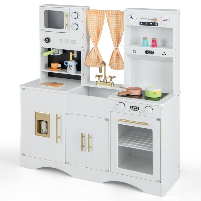 Child's Imaginative Kitchen - Wooden Toy Set Featuring Microwave, Ice Maker and Sound Effects - Perfect Interactive Play for Junior Chefs and Pretend play Enthusiasts