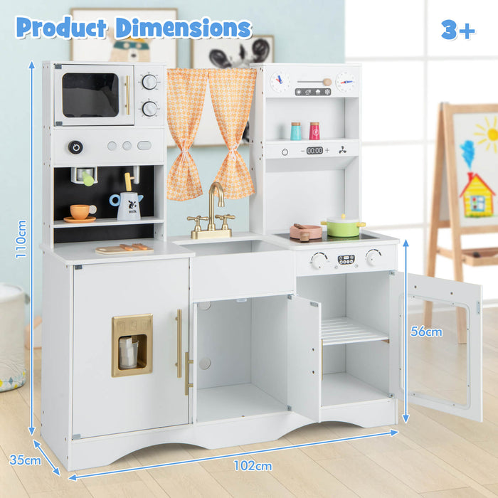 Child's Imaginative Kitchen - Wooden Toy Set Featuring Microwave, Ice Maker and Sound Effects - Perfect Interactive Play for Junior Chefs and Pretend play Enthusiasts
