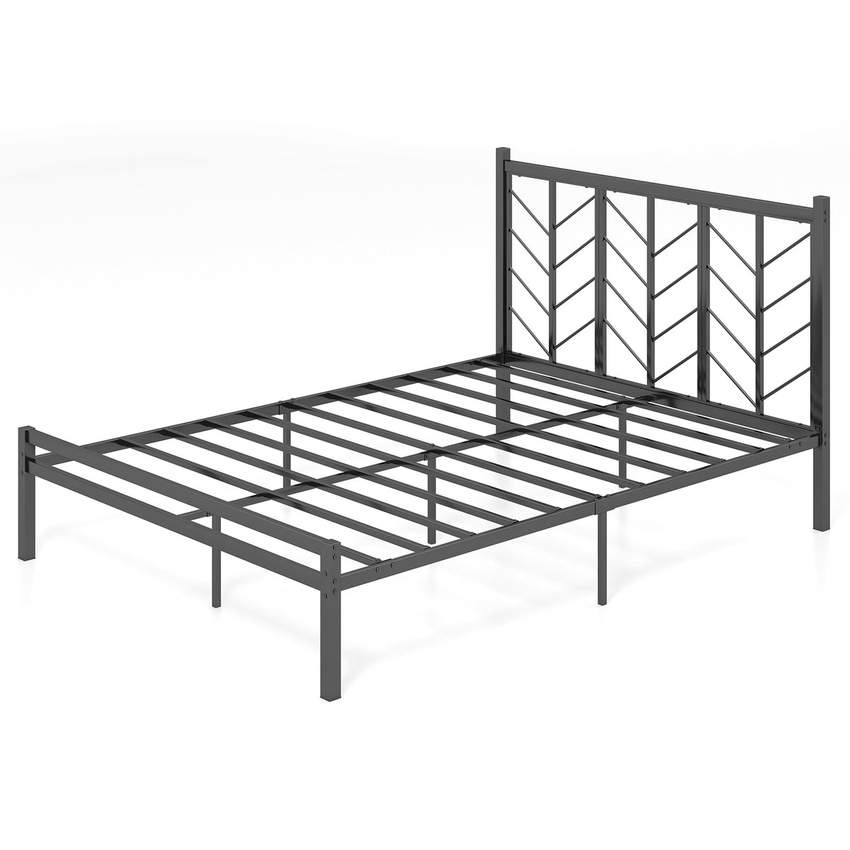 Double/King Size Platform Bed Frame with Branch-shaped Headboard-King Size