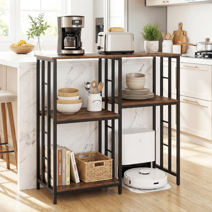 Kitchen Baker's Rack Industrial Coffee Bar Table with Shelves-