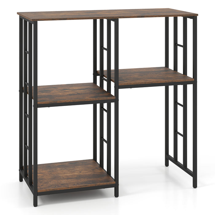 Kitchen Baker's Rack Industrial Coffee Bar Table with Shelves-