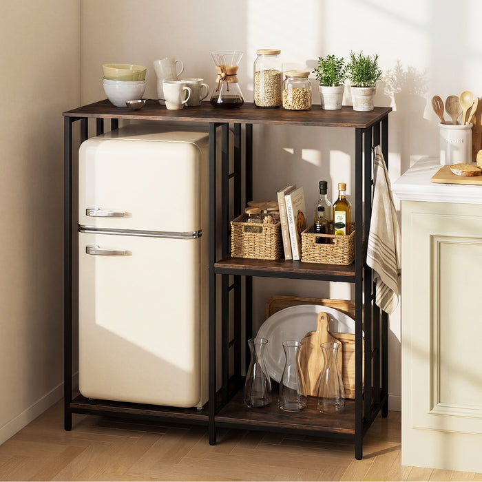 Kitchen Baker's Rack Mini Fridge Stand Table with 4 Shelves-