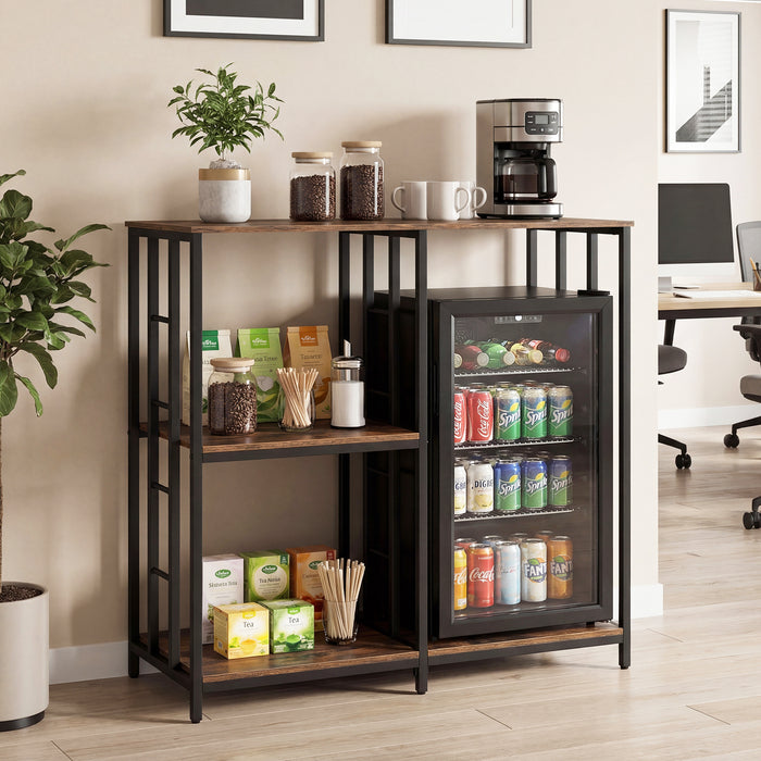 Kitchen Baker's Rack Mini Fridge Stand Table with 4 Shelves-