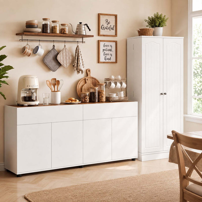 Kitchen Storage Set with 160 cm Sideboard Buffet Cabinet and 17-Tier Pantry Cupboard