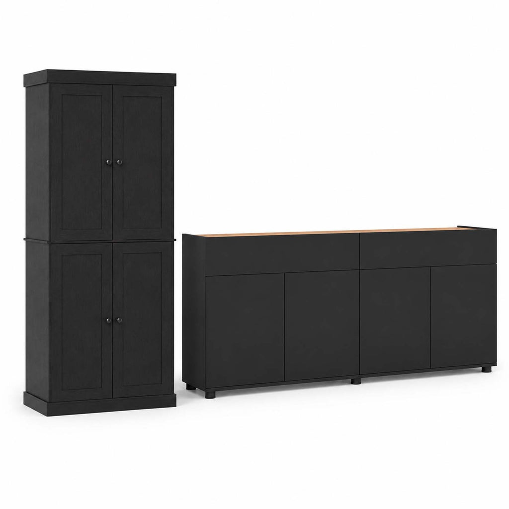 Kitchen Storage Set with 185 cm Pantry Cabinet & 160 cm Sideboard Buffet-