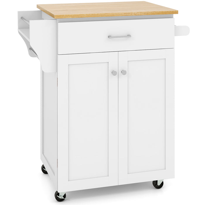 Kitchen Island on Wheels Rolling Kitchen Cart with Drawer and Storage Cabinet-