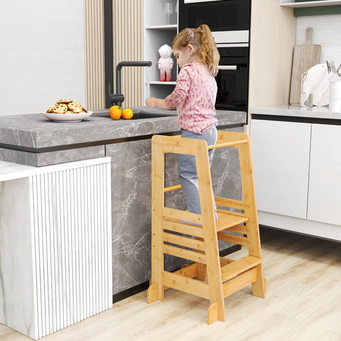 Kitchen Step Stool for Toddlers Montessori Step Stool with Safety Rail-