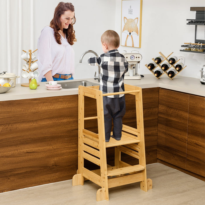 Kitchen Step Stool for Toddlers Montessori Step Stool with Safety Rail-