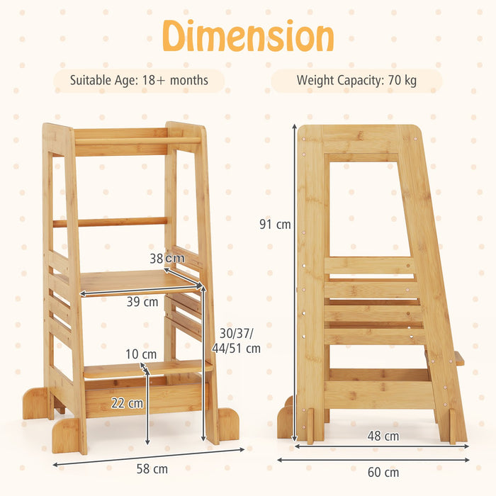 Kitchen Step Stool for Toddlers Montessori Step Stool with Safety Rail-
