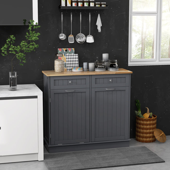 Kitchen Tilt-Out Trash Cabinet with 2 Drawers and Adjustable Shelves-