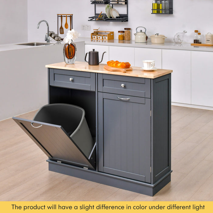 Kitchen Tilt-Out Trash Cabinet with 2 Drawers and Adjustable Shelves-